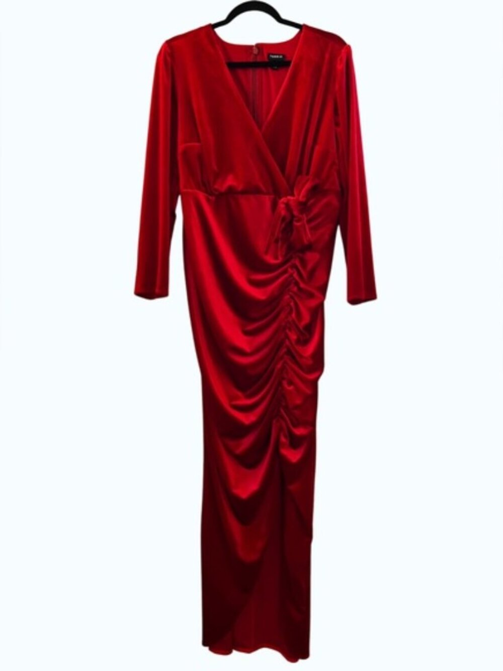 NWT - Torrid Size 22 Red LS Velvet Hi Slit Maxi - Picture 3 of 10